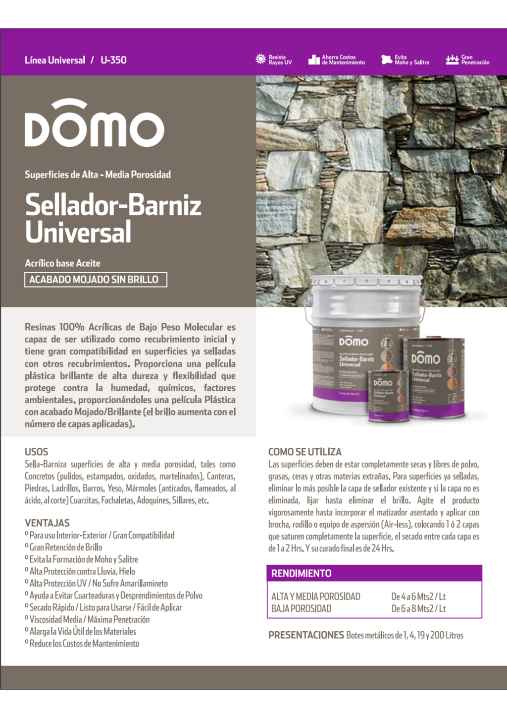 Sellador Domo Barniz Universal (Et. Morado)