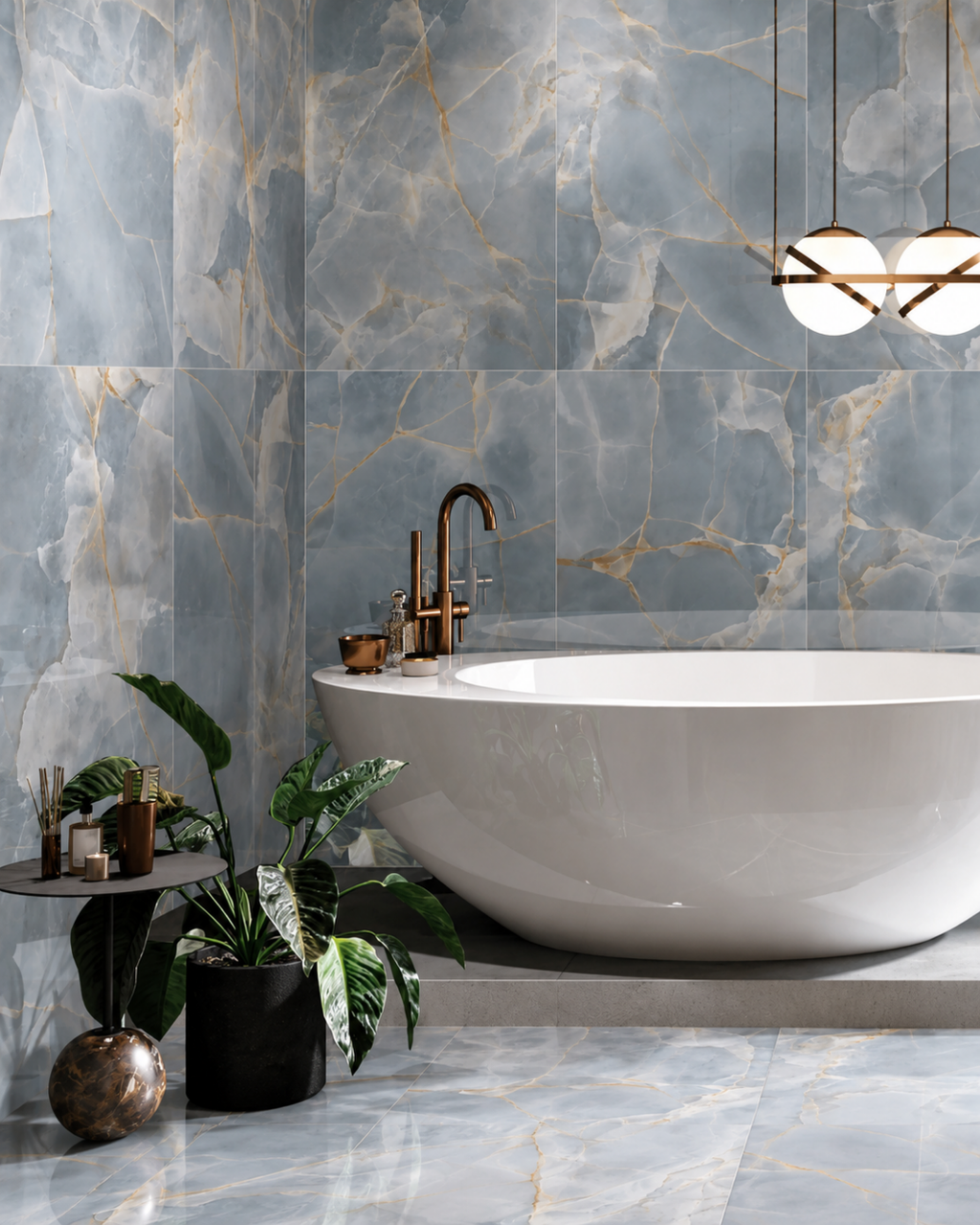 Porcelanato Bellagio Azul Brillado 60x120