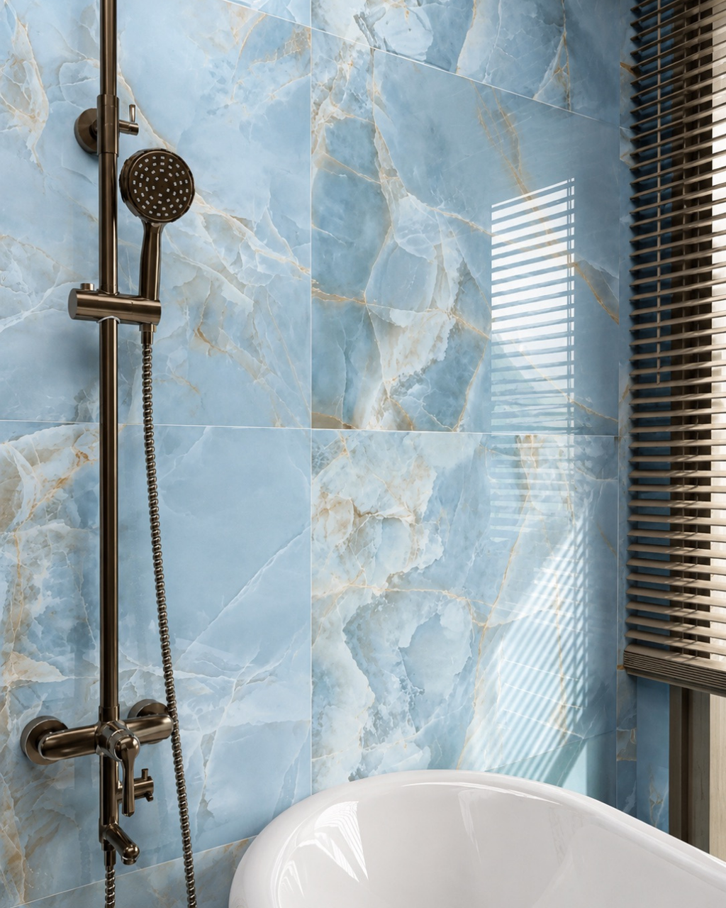 Porcelanato Bellagio Azul Brillado 60x60