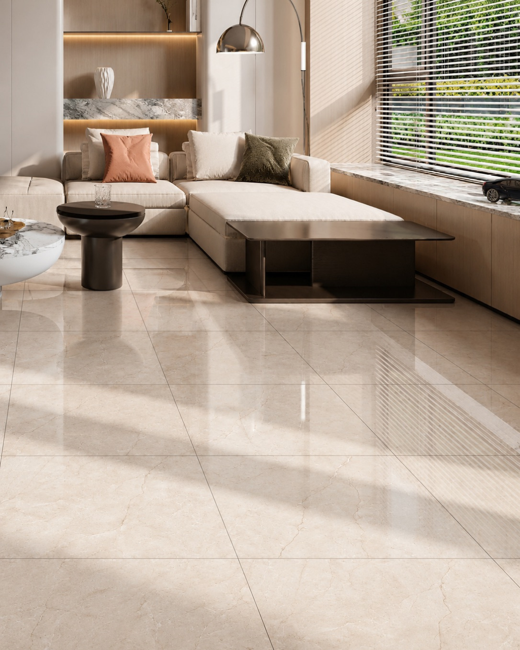 Porcelanato Asleth Beige Brillado 60x60