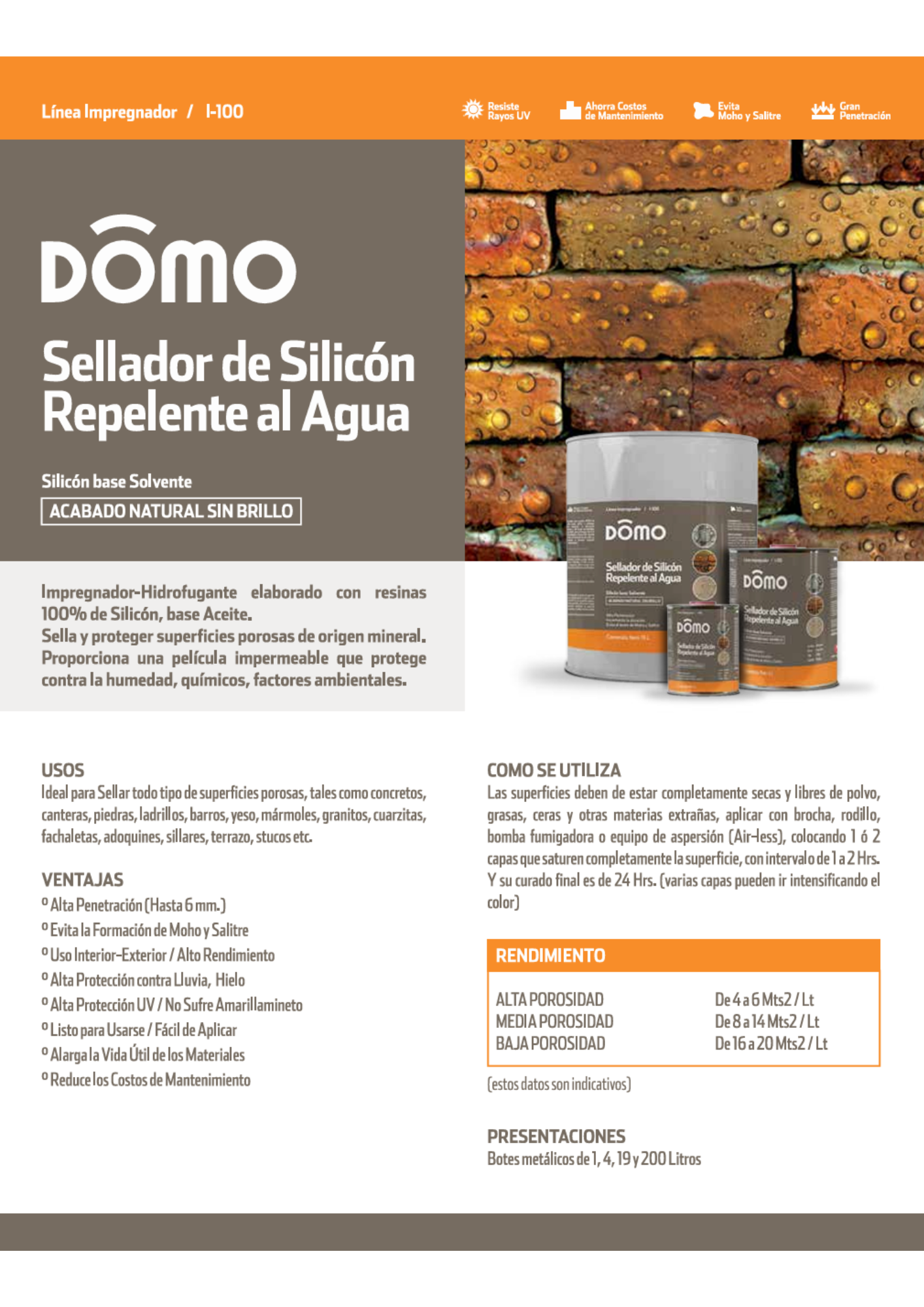 Sellador Domo de Silicón Repelente al Agua (Et. Naranja)