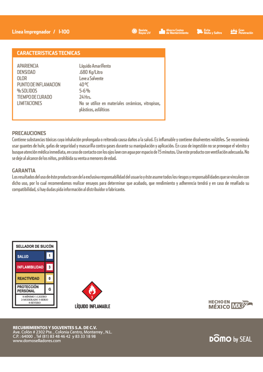 Sellador Domo de Silicón Repelente al Agua (Et. Naranja)